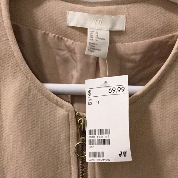 H&M Blush Zip Front Coat - Picture 2 of 6